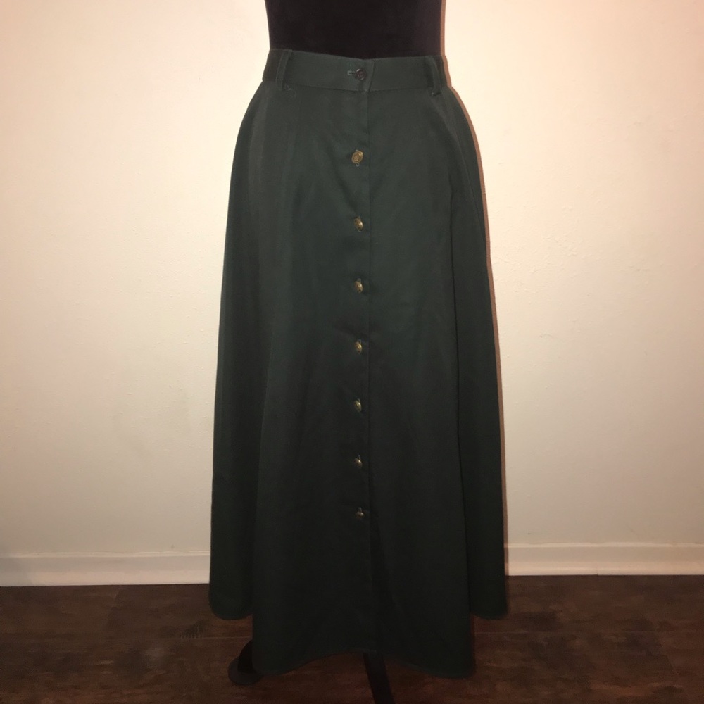Vintage Fstop hunter green long flared skirt